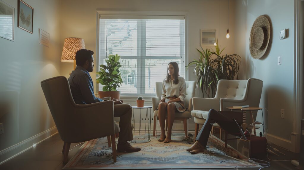 group people sit living room one which has plant corner min